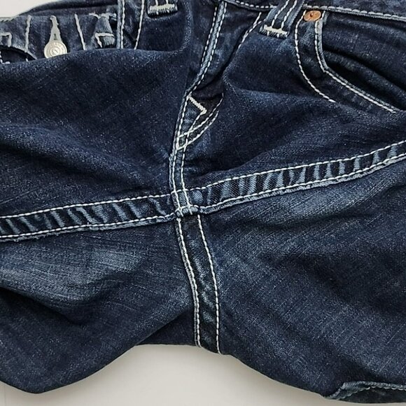 True Religion Women's  Denim Skinny Dark Wash Blue Jeans White Stitch Size 27 - Picture 10 of 16